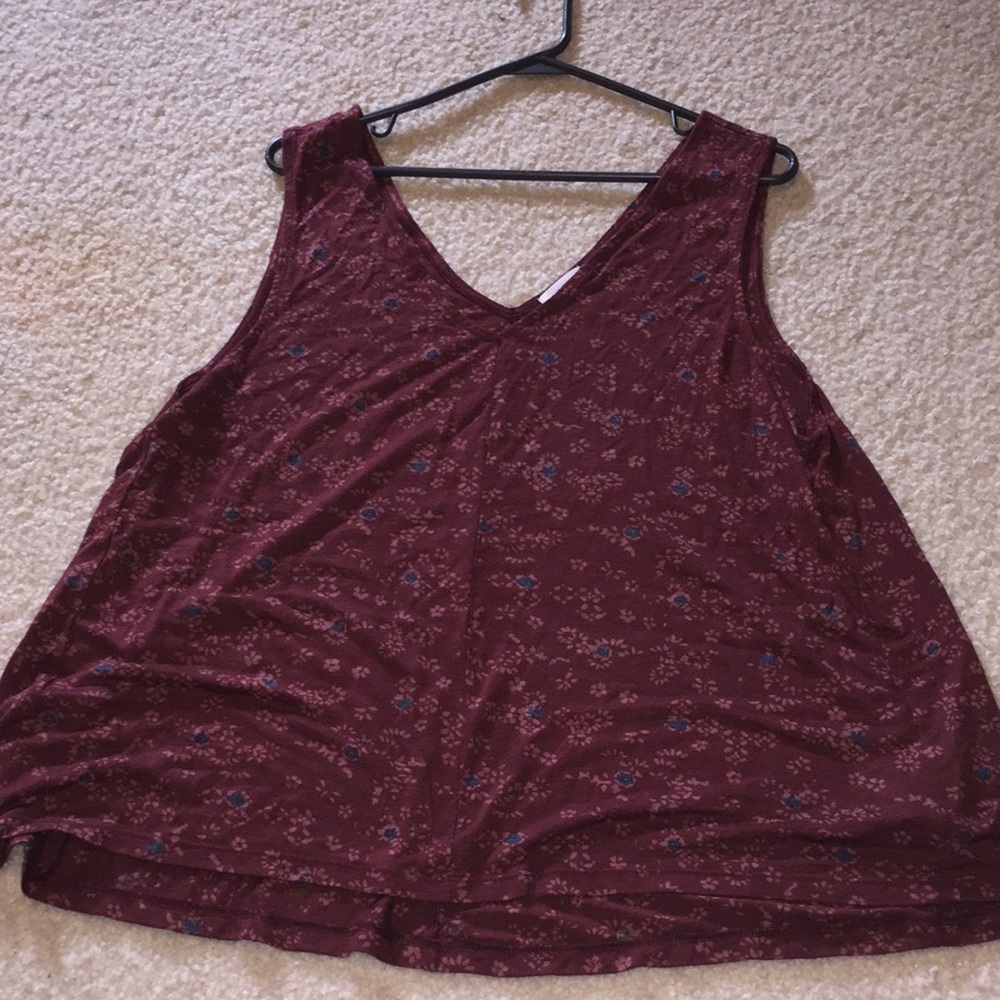 Burgundy Floral Tank Top